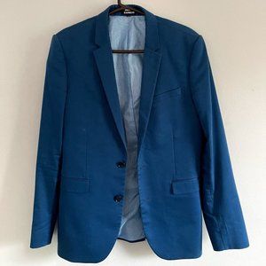 Express Extra Slim Blue Cotton Sateen Suit Jacket